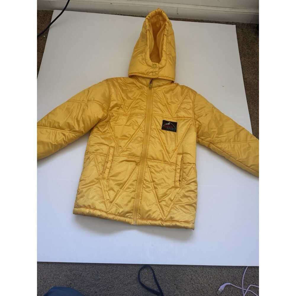 Aspen Sport Youth Puffer Jacket Yellow Hooded Winter Coat Size M 10-12